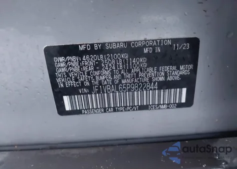 2023 Subaru Wrx Limited from USA, damaged, VIN JF1VBAL65P9822844